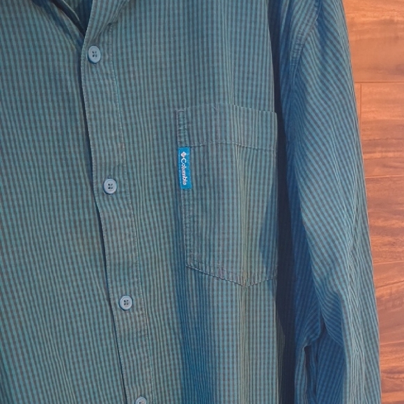 Columbia Sportswear XXL Long Sleeve Button Down Shirt Blue Checkered Cotton - Picture 3 of 6